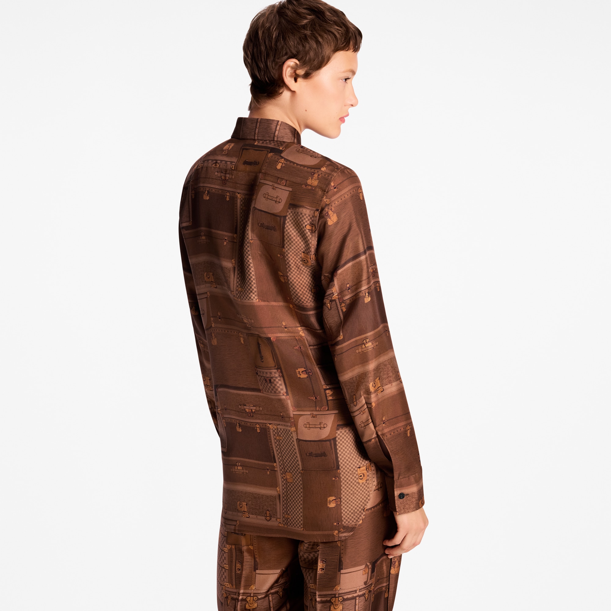 เสื้อเชิ้ตผ้าไหมพิมพ์ลายทรังก์  in ผู้หญิง