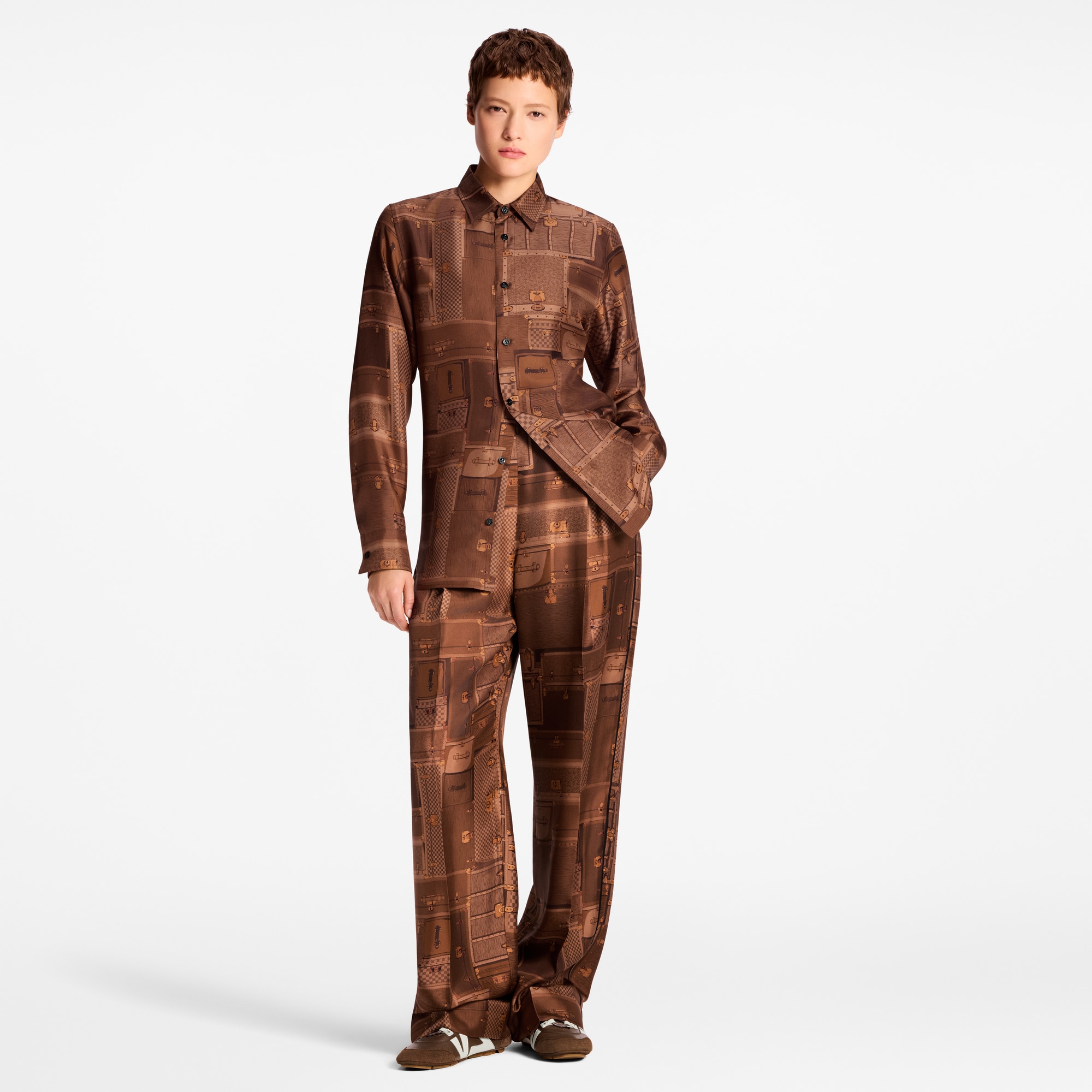 เสื้อเชิ้ตผ้าไหมพิมพ์ลายทรังก์  in ผู้หญิง