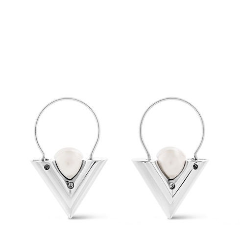 ต่างหู V For Vuitton Pearl And Metal . in ผู้หญิง's แฟชั่นจิวเวลรี่ เครื่องประดับสำหรับผู้หญิง collections by Louis Vuitton (การย่อ/ขยายผลิตภัณฑ์)