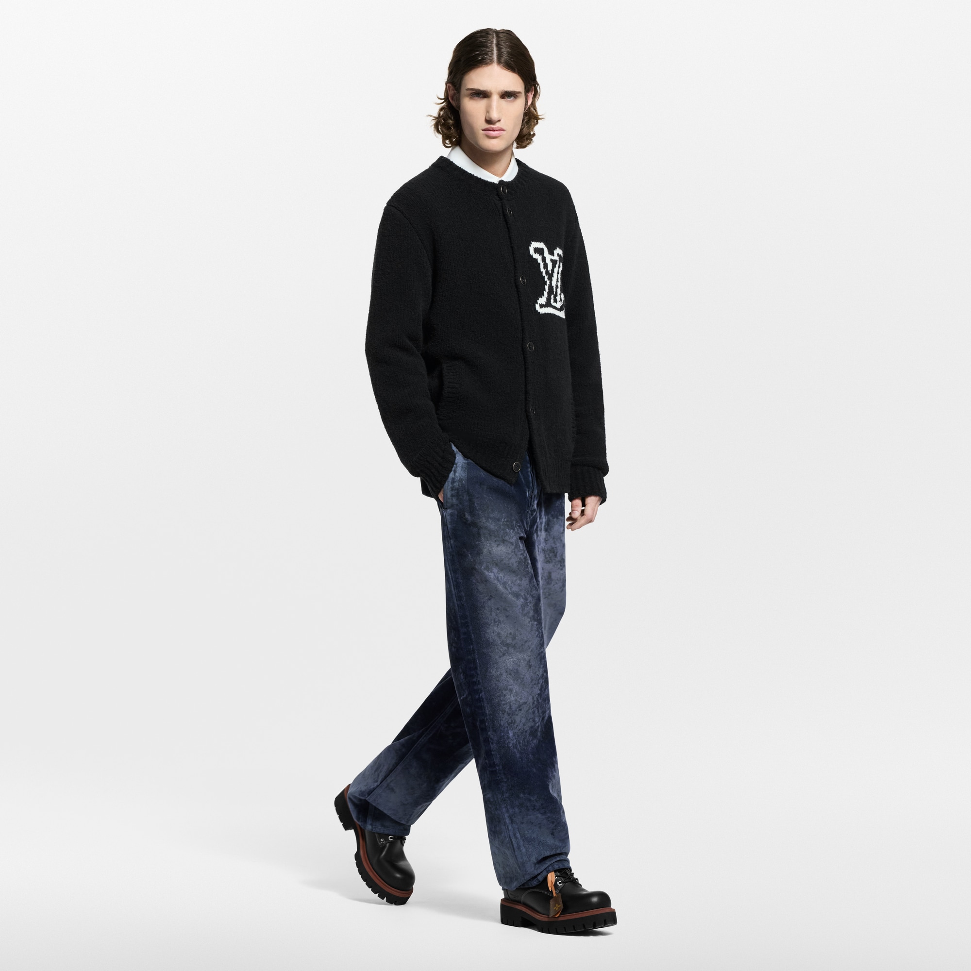 Velvet Denim Pants With Monogram Details  in ผู้ชาย