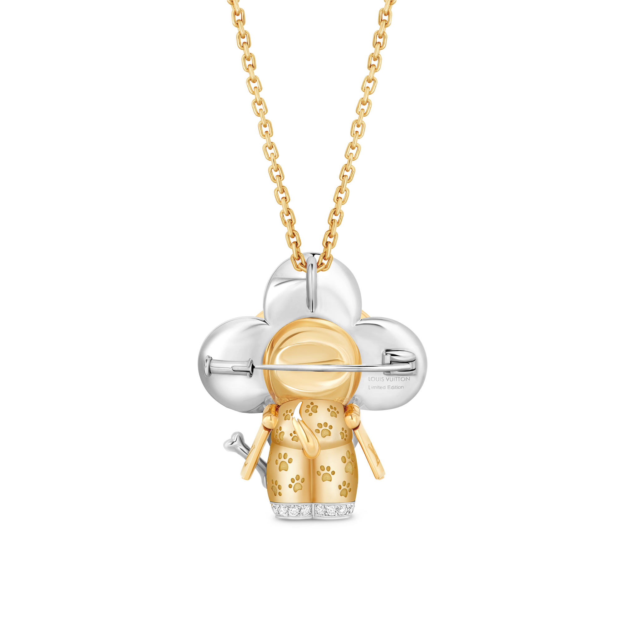 จี้ Vivienne Dog เยลโลว์โกลด์ ไวท์โกลด์ แลคเกอร์ เพชร และอัญมณี  in Les Extraordinaires