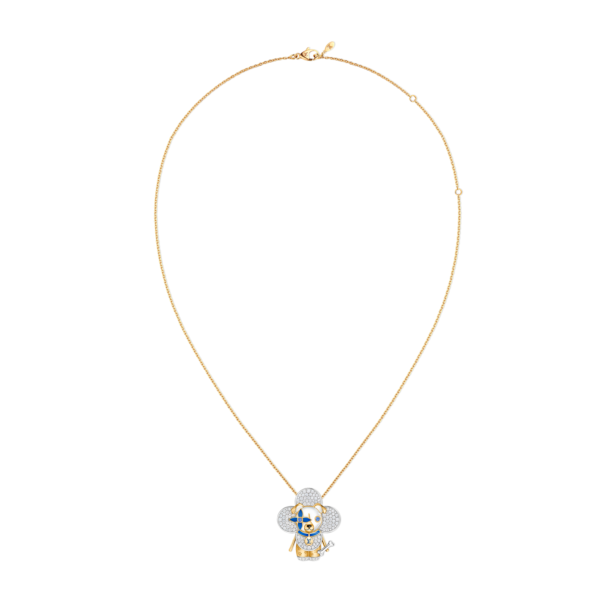 จี้ Vivienne Dog เยลโลว์โกลด์ ไวท์โกลด์ แลคเกอร์ เพชร และอัญมณี  in Les Extraordinaires