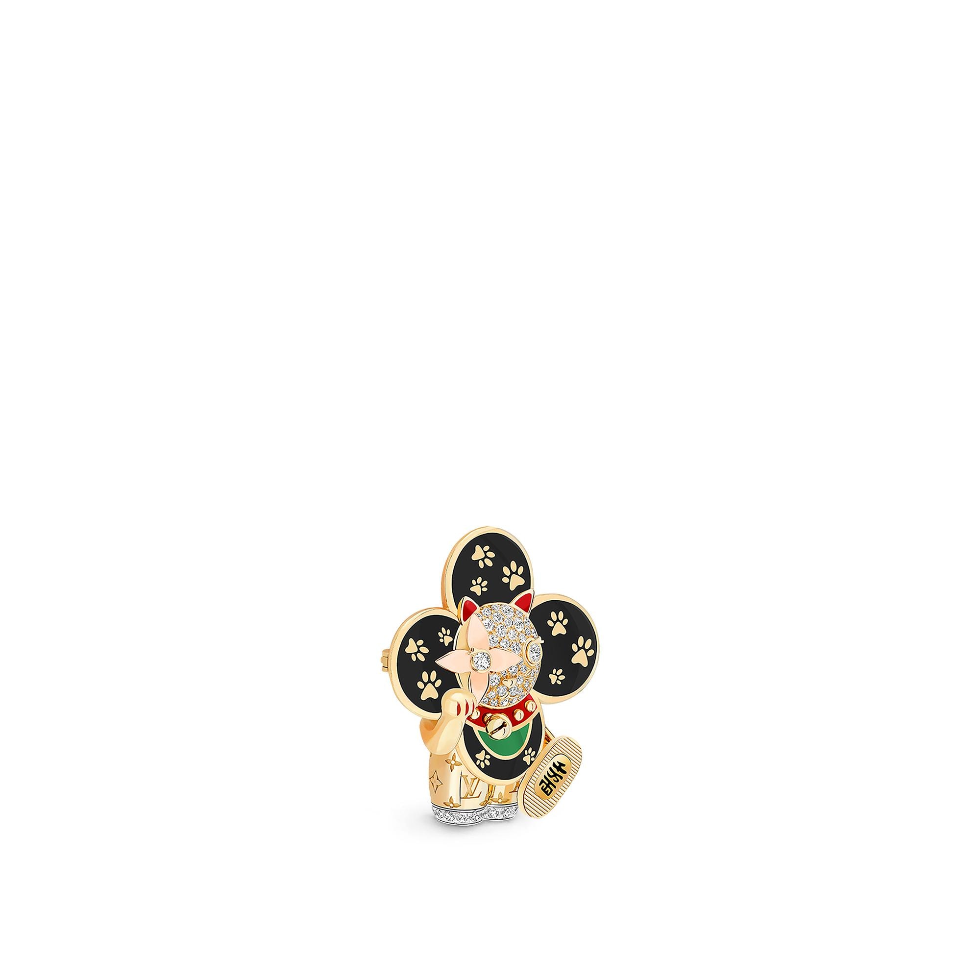 จี้ Vivienne Maneki Neko ทอง 3 ชนิด เคลือบแลคเกอร์ และเพชร  in จิวเวลรี่