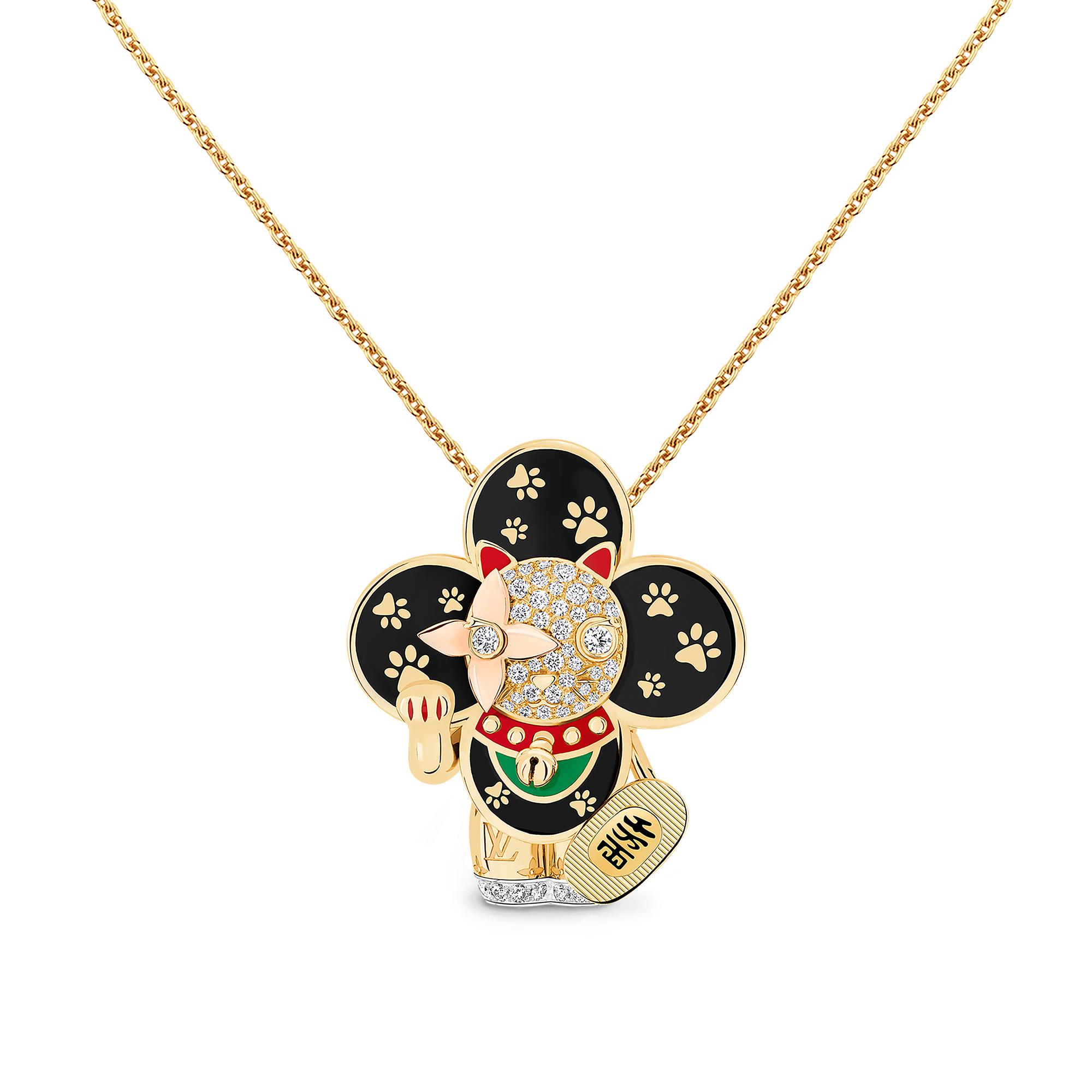 จี้ Vivienne Maneki Neko ทอง 3 ชนิด เคลือบแลคเกอร์ และเพชร  in จิวเวลรี่