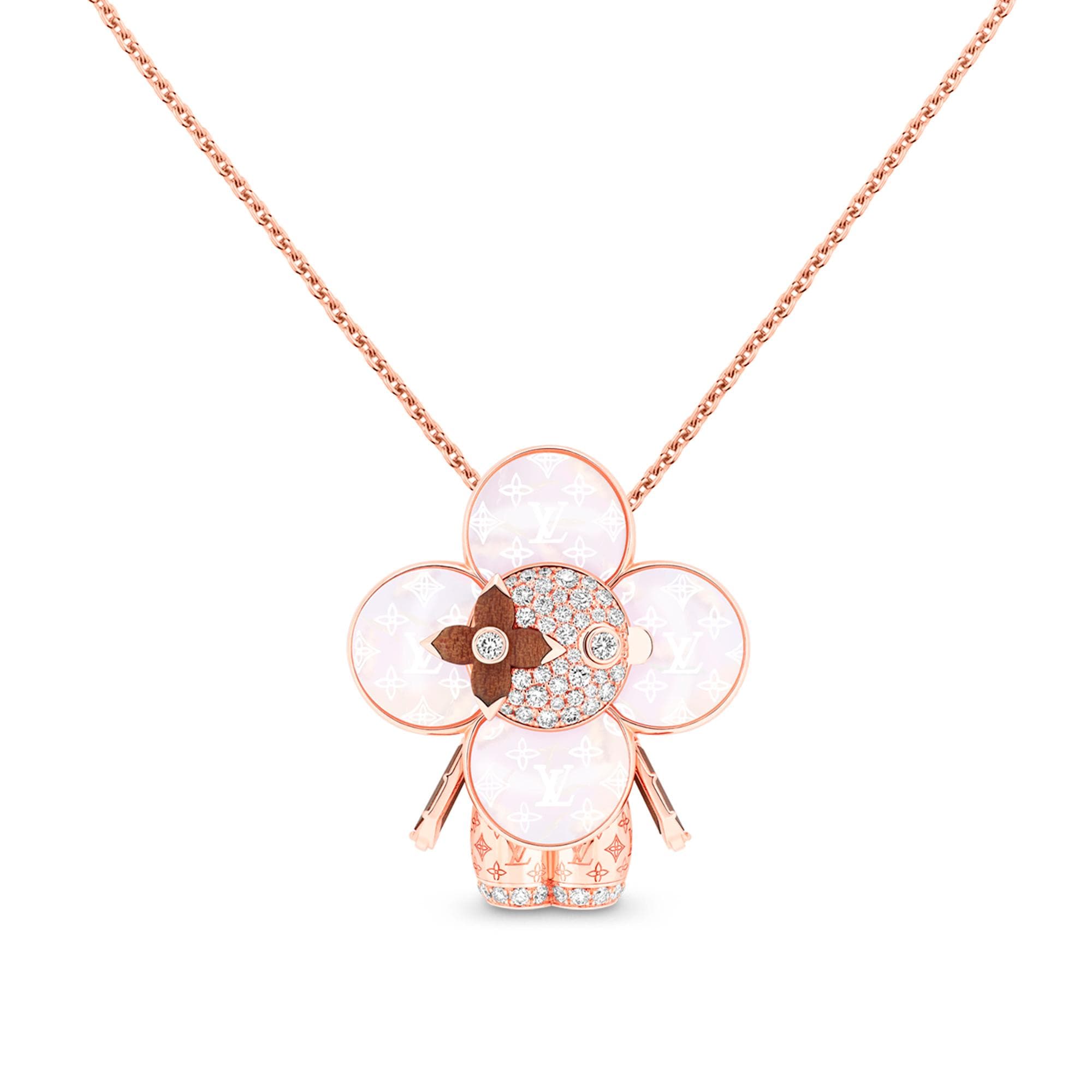 จี้ Vivienne Monogram พิงค์โกลด์ มาเธอร์ออฟเพิร์ล ไม้ และเพชร  in จิวเวลรี่