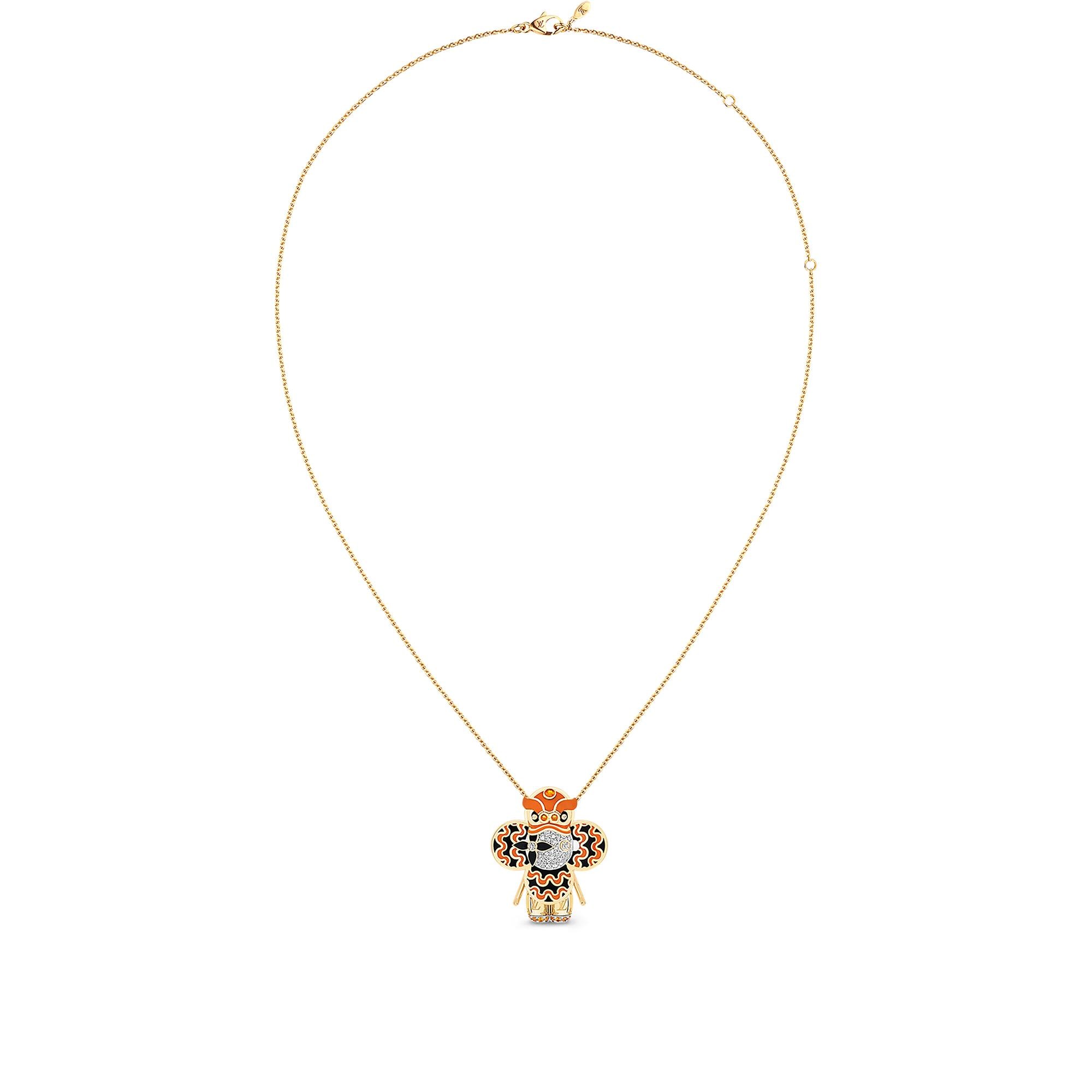 จี้ Vivienne Orange Lion Dance เยลโลว์โกลด์ ไวท์โกลด์ เคลือบแลคเกอร์ เพชร และอัญมณีสีส้ม  in จิวเวลรี่