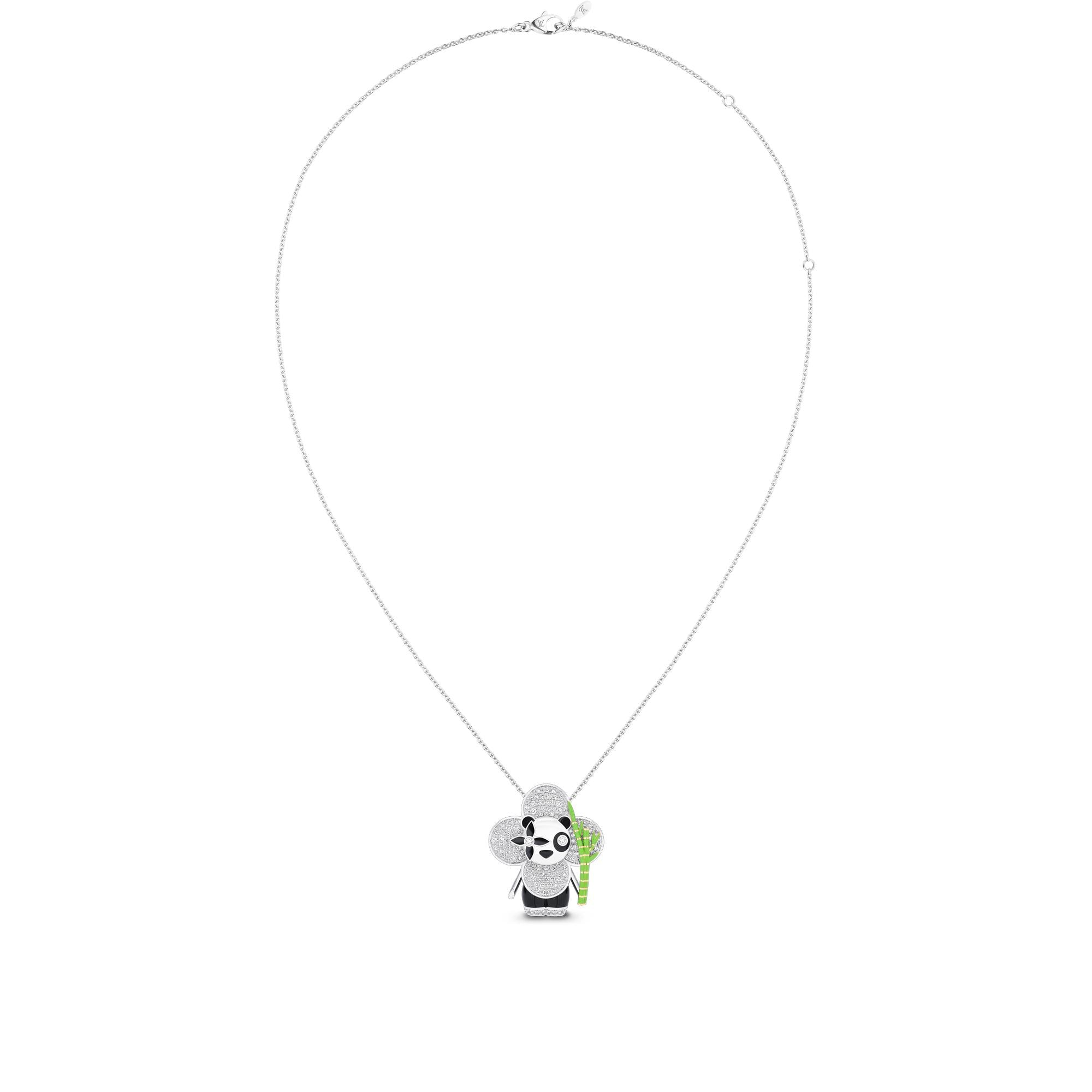 จี้ Vivienne Panda ไวท์โกลด์ เยลโลว์โกลด์ ออนิกซ์ เคลือบแลคเกอร์ และเพชร  in จิวเวลรี่