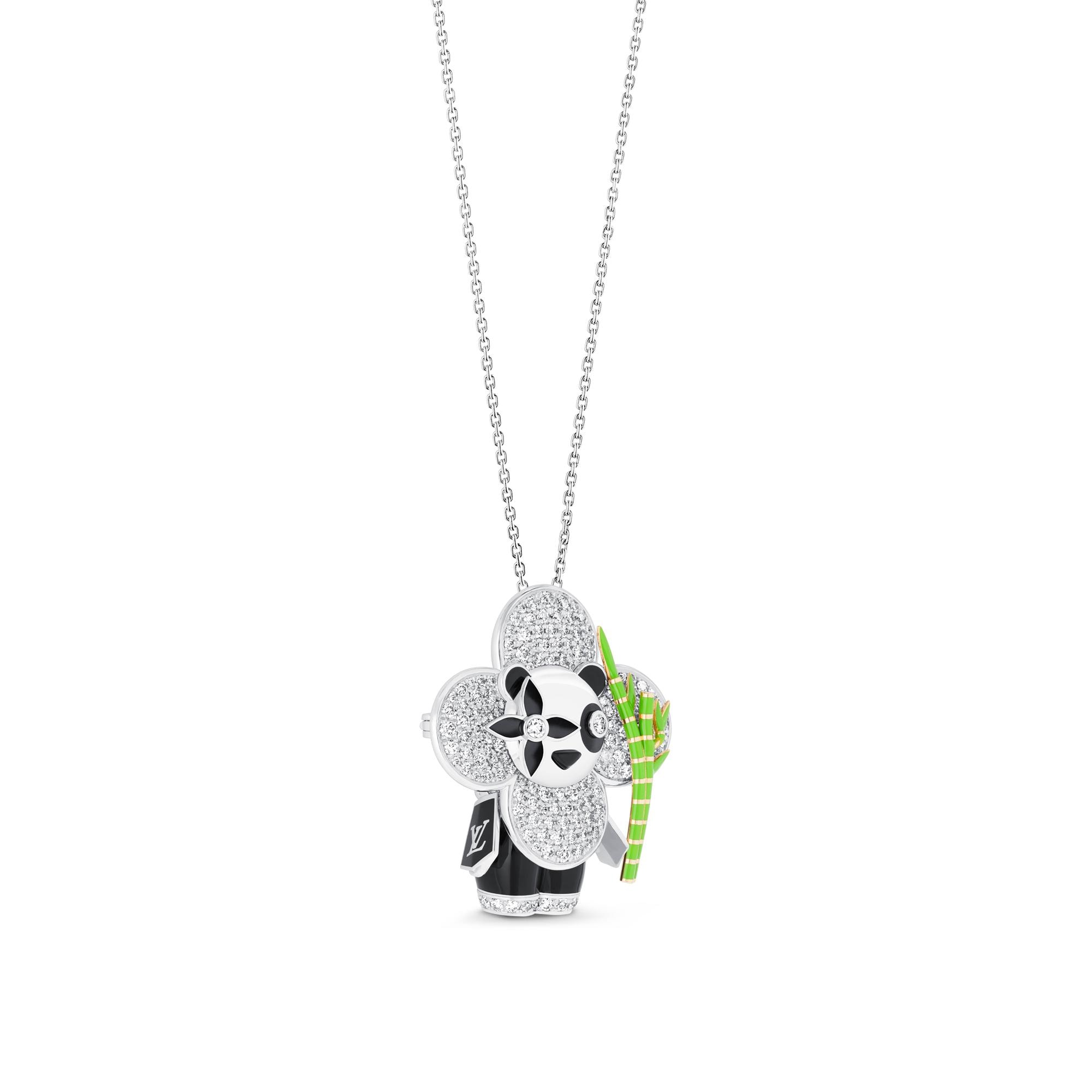 จี้ Vivienne Panda ไวท์โกลด์ เยลโลว์โกลด์ ออนิกซ์ เคลือบแลคเกอร์ และเพชร  in จิวเวลรี่