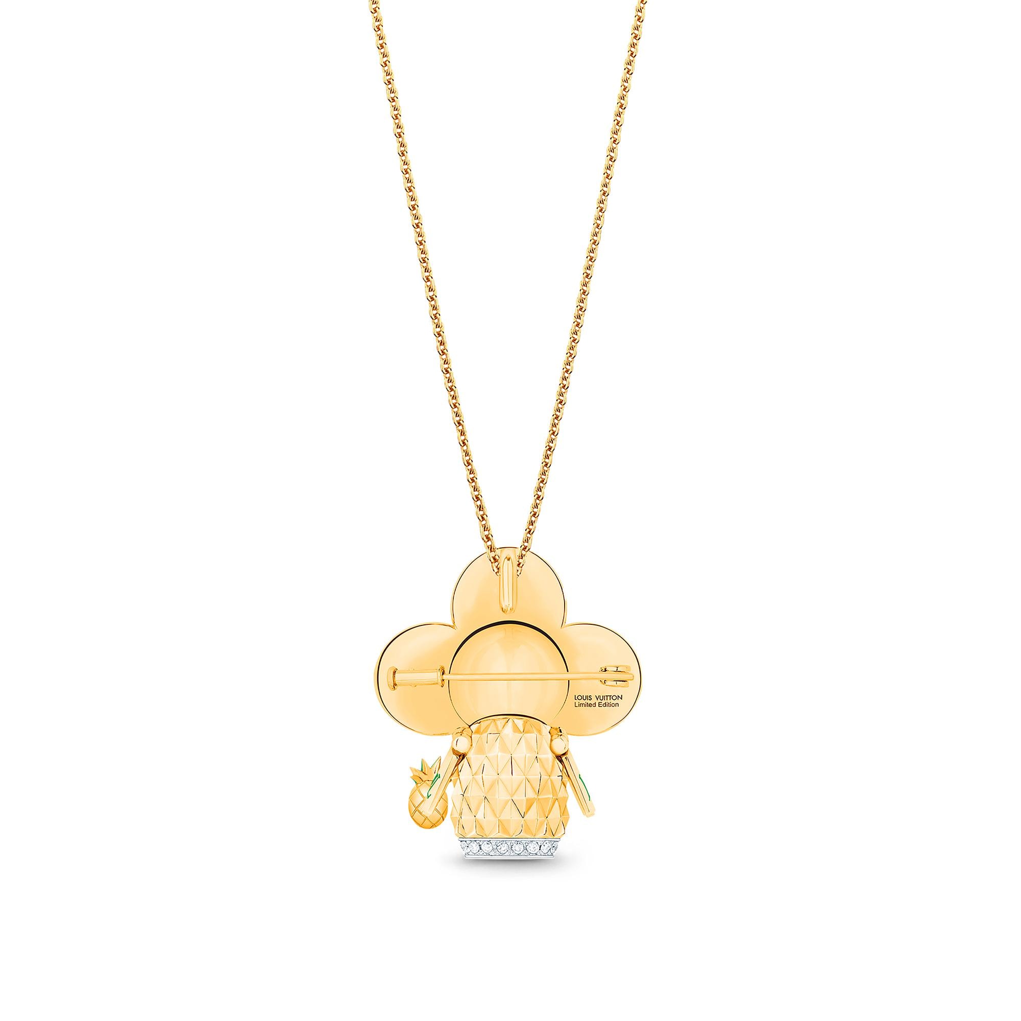 จี้ Vivienne Pineapple เยลโลว์โกลด์ ไวท์โกลด์ เคลือบแลคเกอร์ และเพชร  in จิวเวลรี่