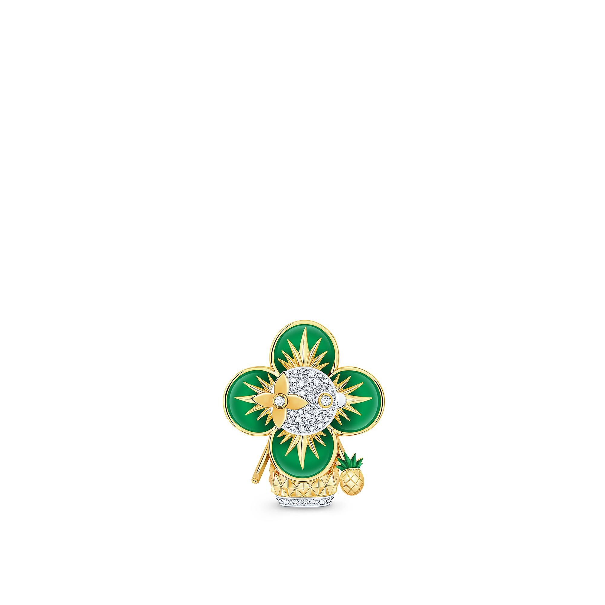 จี้ Vivienne Pineapple เยลโลว์โกลด์ ไวท์โกลด์ เคลือบแลคเกอร์ และเพชร  in จิวเวลรี่