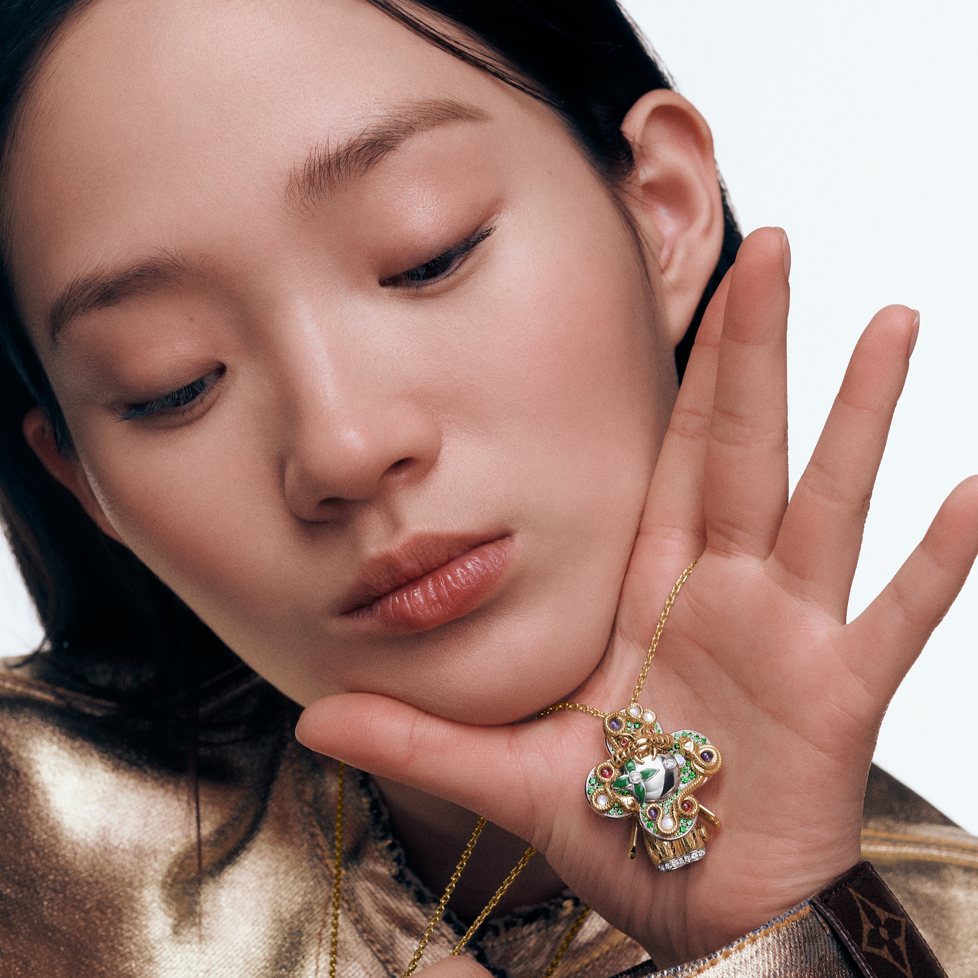 จี้ Vivienne Snake เยลโลว์โกลด์ ไวท์โกลด์ แลคเกอร์ เพชร และอัญมณี  in Les Extraordinaires