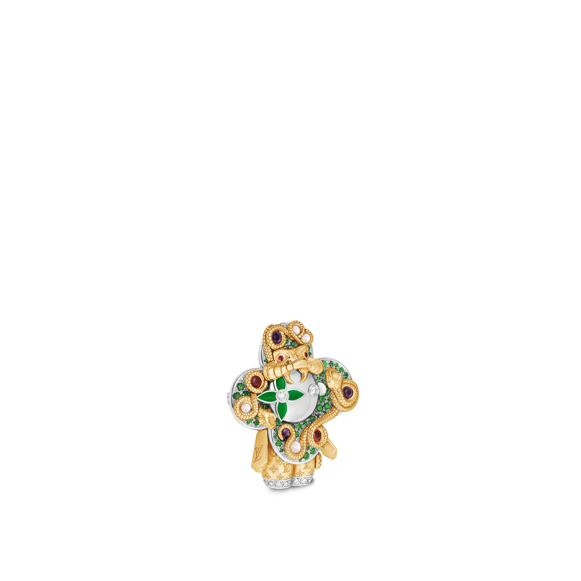 จี้ Vivienne Snake เยลโลว์โกลด์ ไวท์โกลด์ แลคเกอร์ เพชร และอัญมณี  in Les Extraordinaires