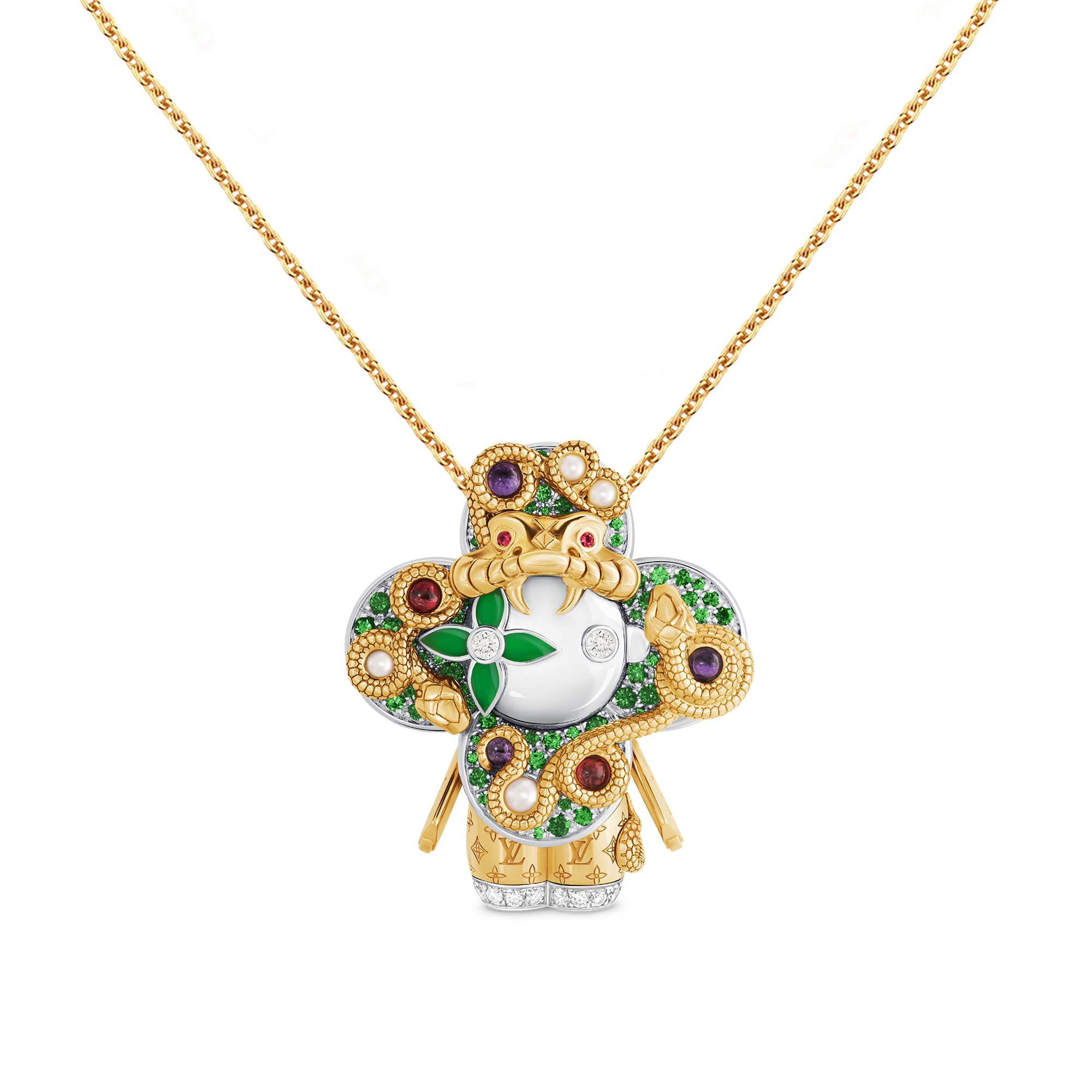 จี้ Vivienne Snake เยลโลว์โกลด์ ไวท์โกลด์ แลคเกอร์ เพชร และอัญมณี  in Les Extraordinaires