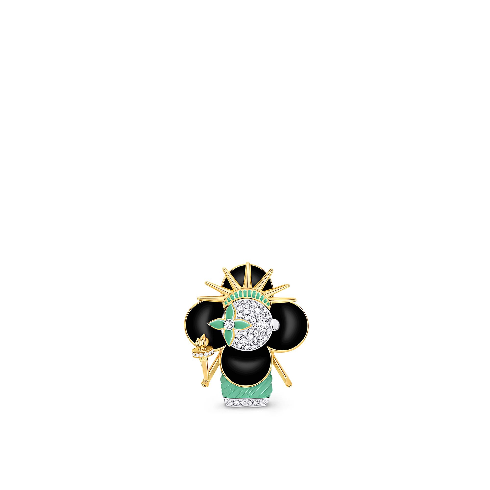 จี้ Vivienne Statue Of Liberty ไวท์โกลด์ เยลโลว์โกลด์ เคลือบแลคเกอร์ และเพชร  in จิวเวลรี่