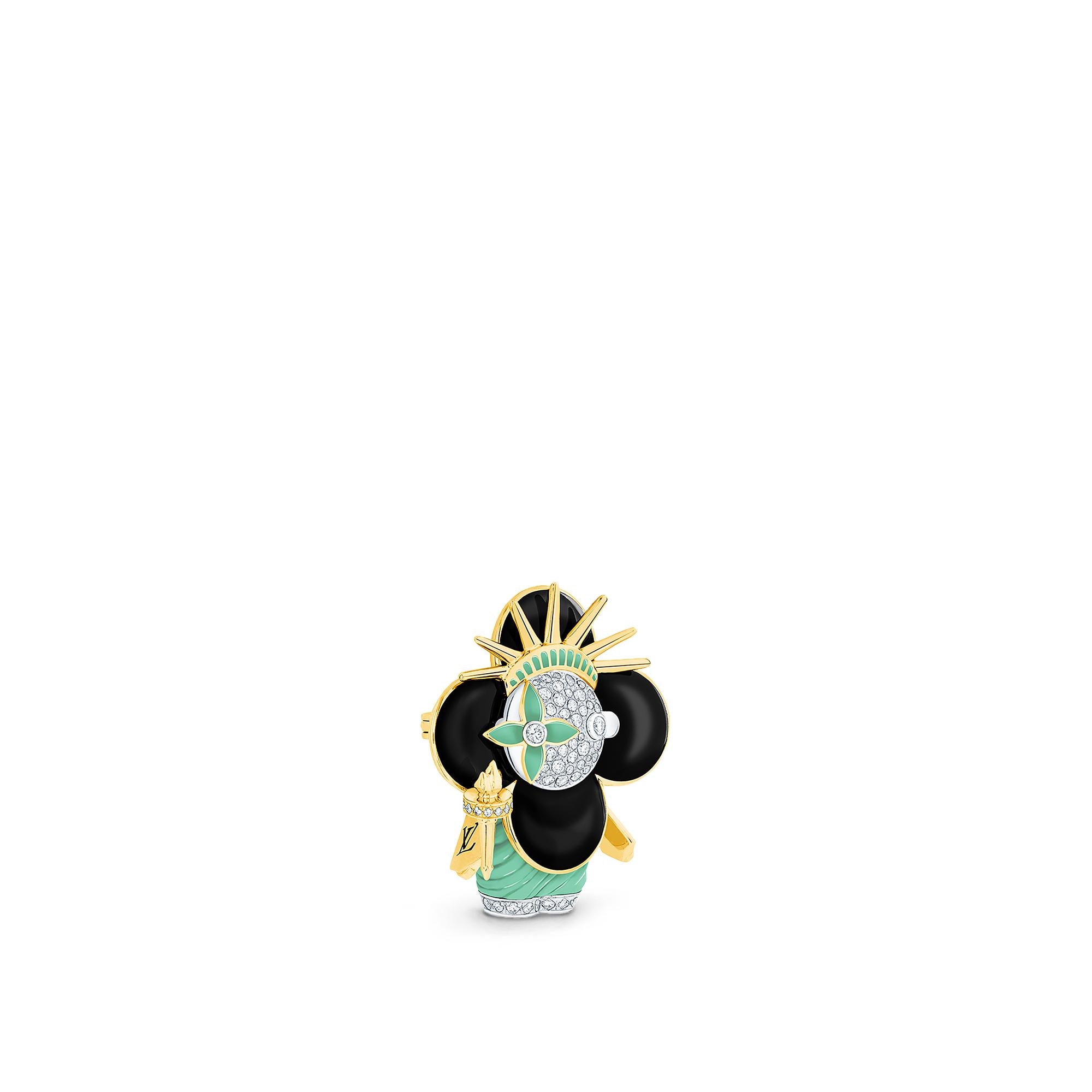 จี้ Vivienne Statue Of Liberty ไวท์โกลด์ เยลโลว์โกลด์ เคลือบแลคเกอร์ และเพชร  in จิวเวลรี่