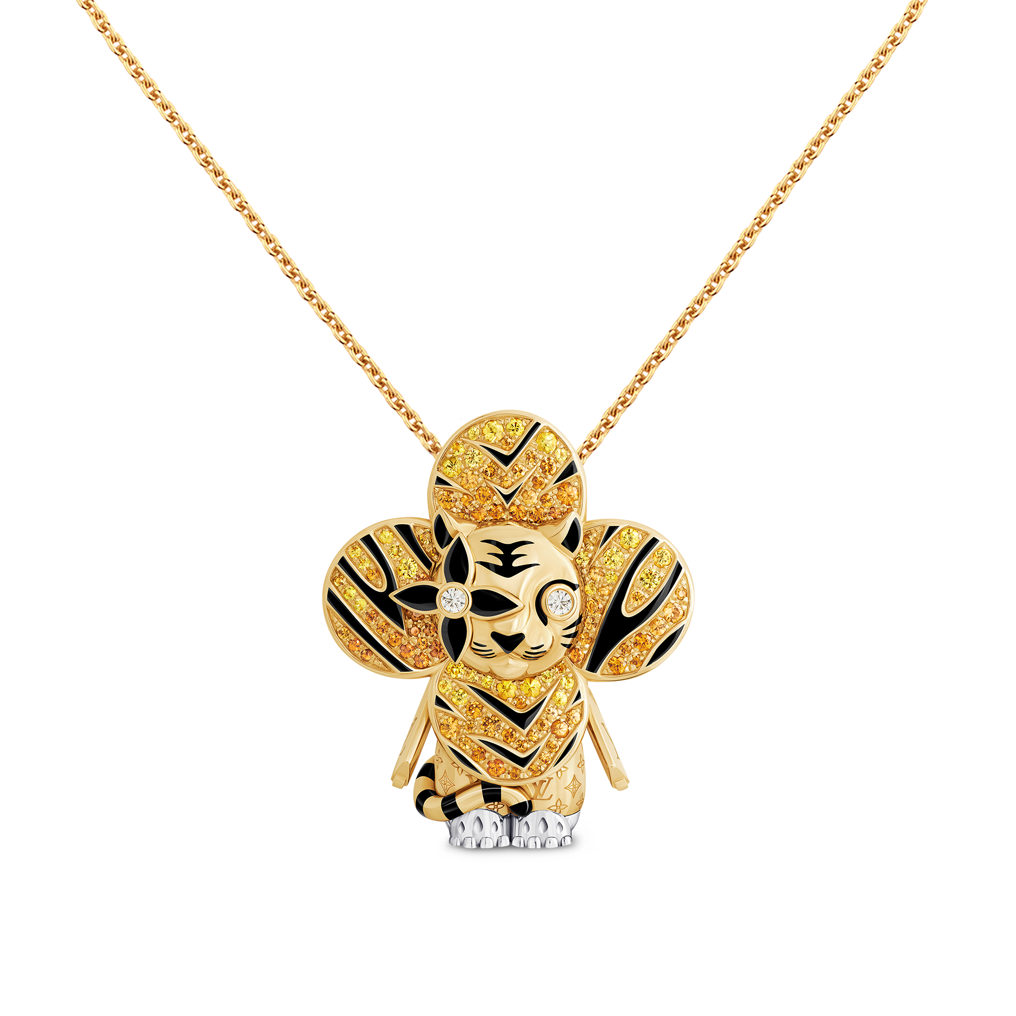 จี้ Vivienne Tiger เยลโลว์โกลด์ ไวท์โกลด์ แลคเกอร์ เพชร และอัญมณี  in จิวเวลรี่