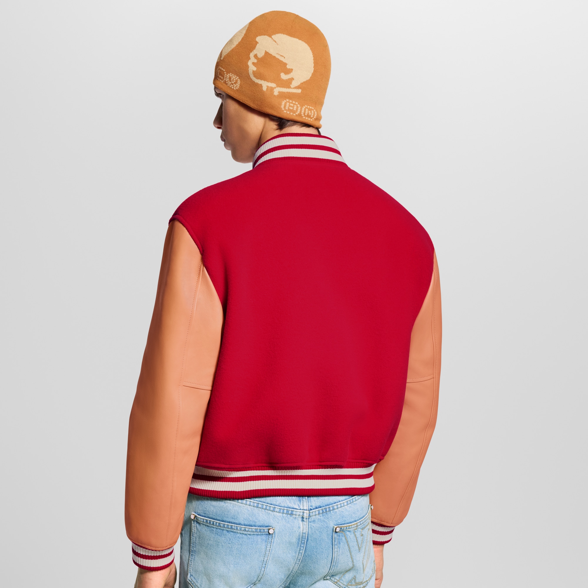 เสื้อแจ็คเก็ต Varsity หนัง Vvn  in ผู้ชาย