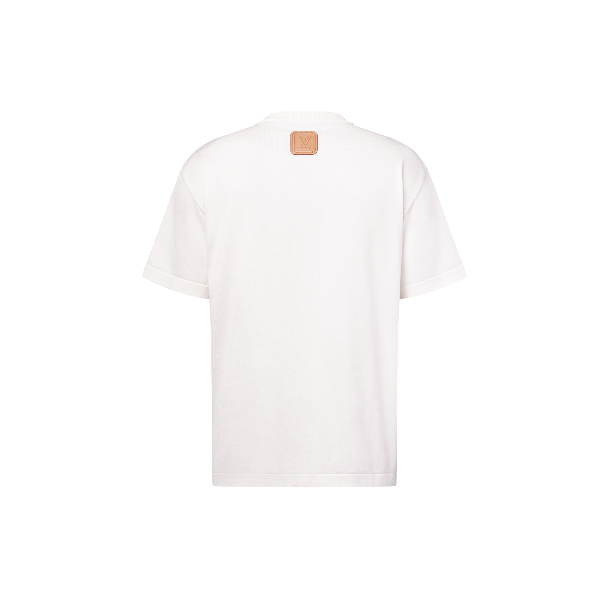 เสื้อคอกลมแขนสั้นผ้าคอตตอนประดับแพตช์หนัง VVN  in ผู้ชาย