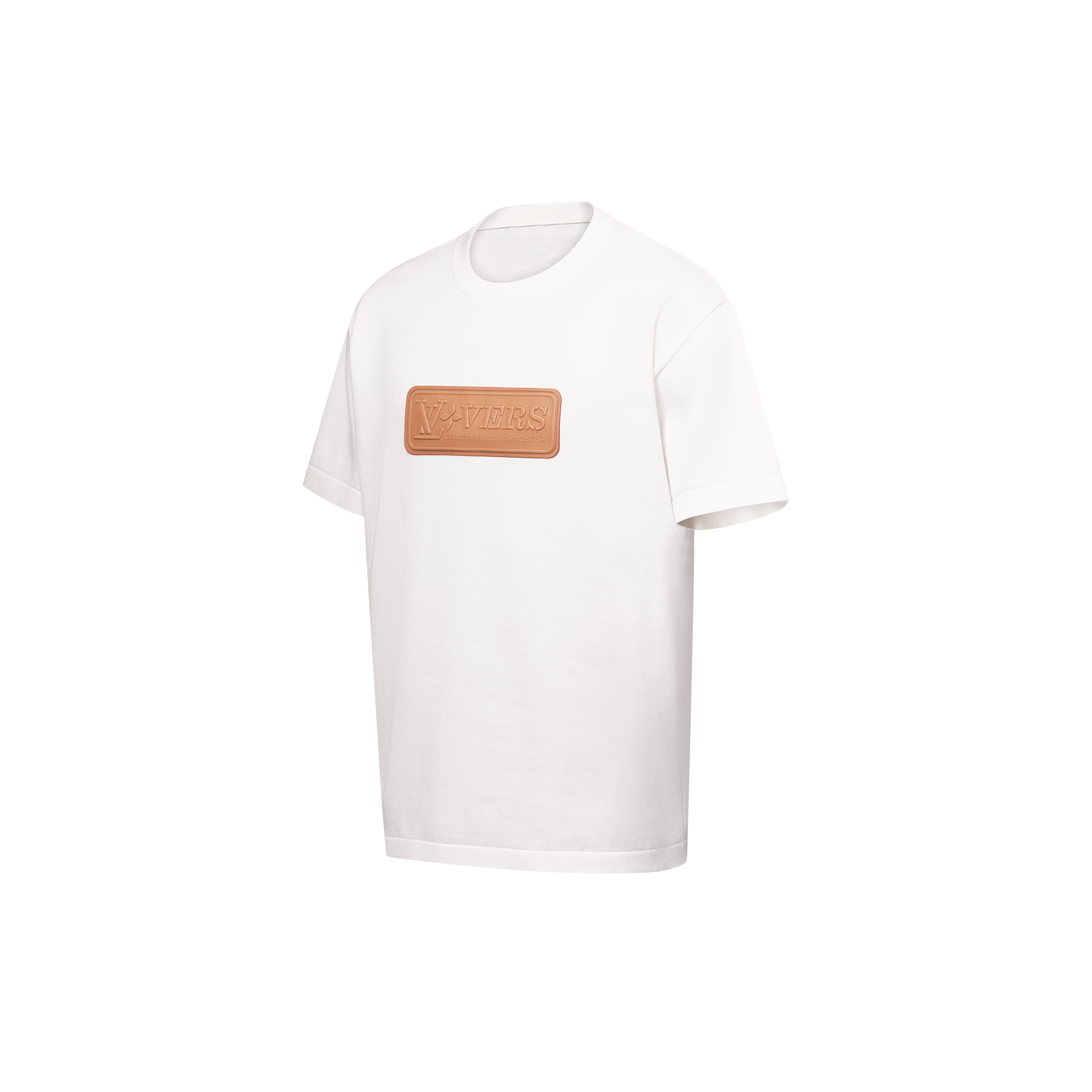 เสื้อคอกลมแขนสั้นผ้าคอตตอนประดับแพตช์หนัง VVN  in ผู้ชาย