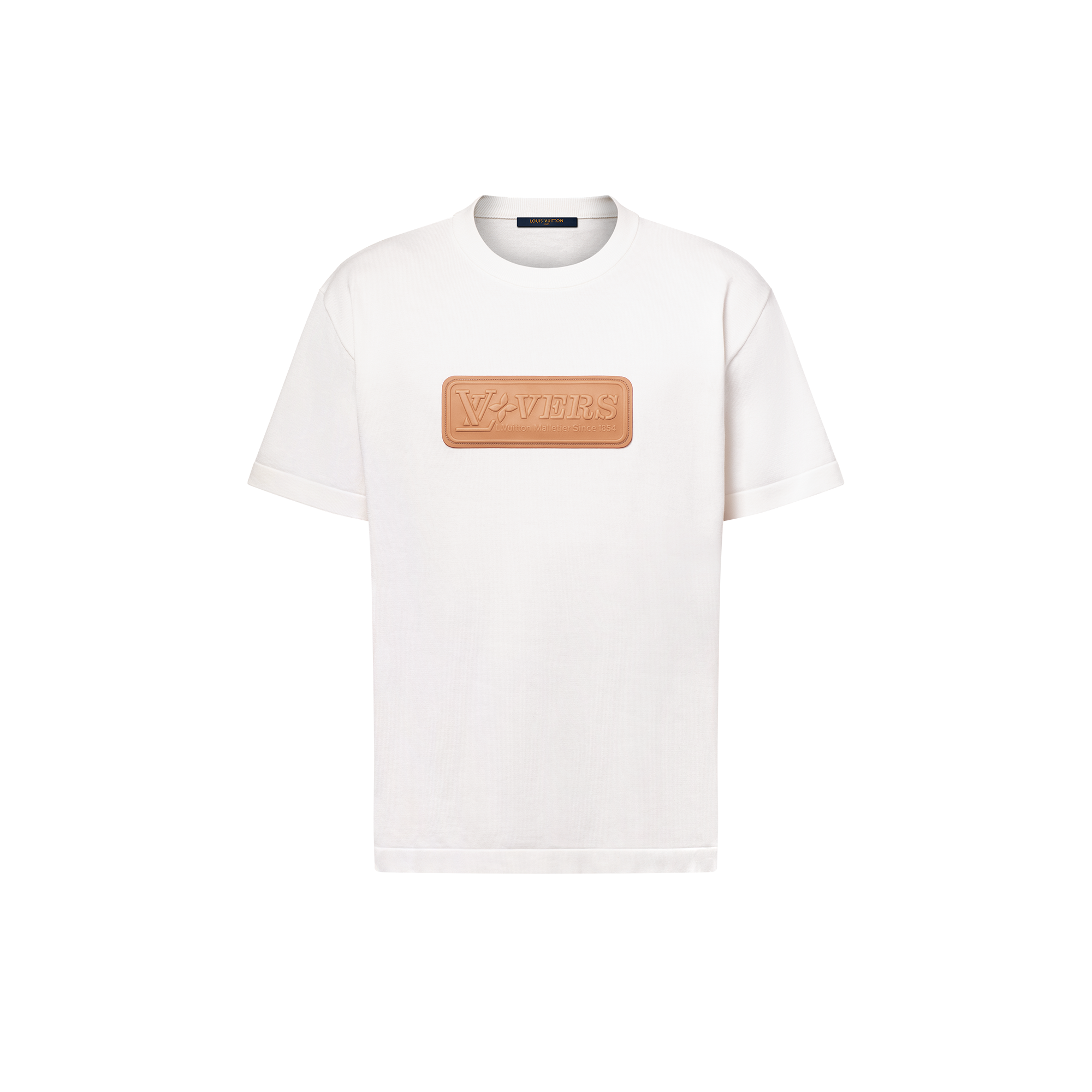 เสื้อคอกลมแขนสั้นผ้าคอตตอนประดับแพตช์หนัง VVN  in ผู้ชาย